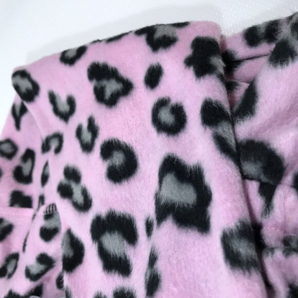 Pink Animal Print Fleece Footed Pajamas Hooded Women S, Jennifer Moore Jenni - Picture 9 of 12